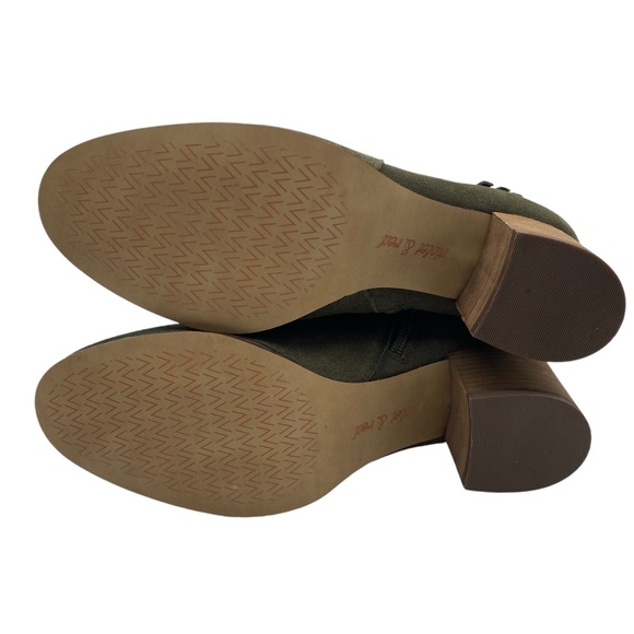 Violet & Red Womens Shoes Jenna Booties Sz 6 Olive Green Suede Leather Heeled - Picture 9 of 12